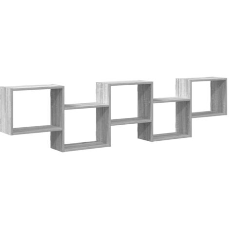Étagère cube murale，Étagère flottante 5 compartiments sonoma gris CFW87454