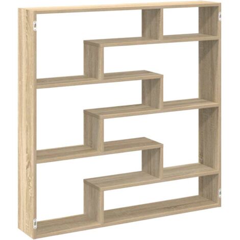 Étagère cube murale，Étagère flottante 7 compartiments chêne sonoma CFW45327