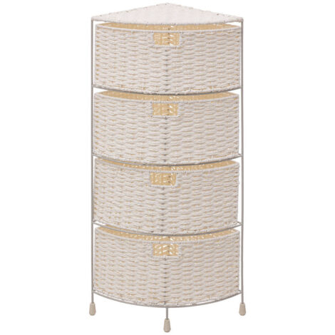 5FIVE SIMPLY SMART Étagère d angle 4 paniers vannerie en roseau blanc - 5five