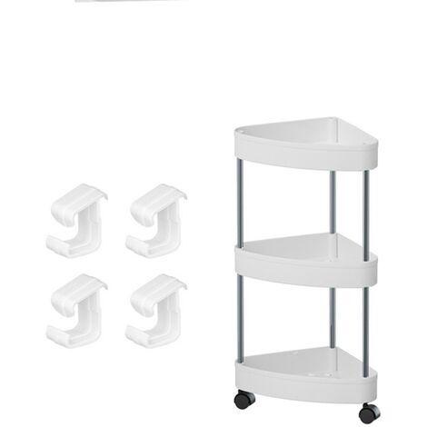 étagère d&39angle triangulaire en plastique, 3/4 niveaux, support de stockage, chariot roulant avec livraison directe,White,4 tier