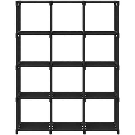 Étagère d'affichage 12 cubes Noir 103x30x141 cm Tissu