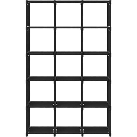 Étagère d'affichage 15 cubes Noir 103x30x175,5 cm Tissu