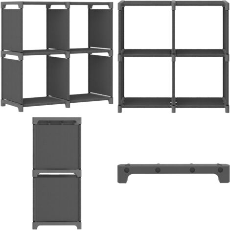 Étagère d'affichage 4 cubes Gris 69x30x72,5 cm Tissu - Étagère - Bibliothèque - Rangement - Meuble Design - Intérieur - Home & Living