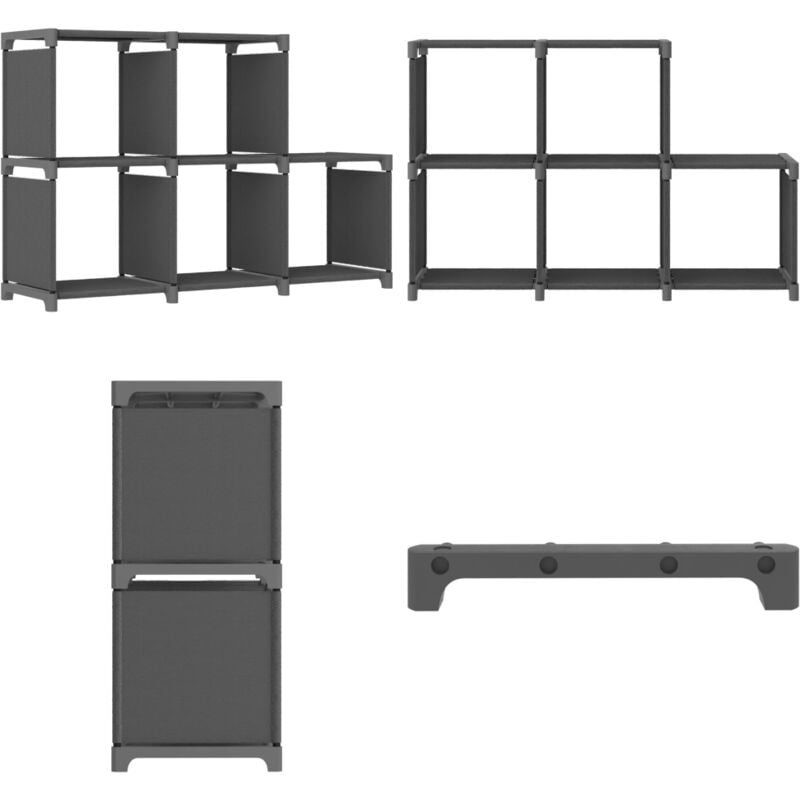 Tagère d'affichage 5 cubes Gris 103x30x72,5 cm Tissu - Étagère - Bibliothèque - Rangement Intérieur - Meuble Design - Mobilier Gris - Home & Living