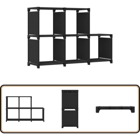 Étagère d'affichage 5 cubes Noir 103x30x72,5 cm Tissu - Étagère Bibliothèque - Meuble Rangement - Étagère Design - Étagère Ouverte - Meuble Noir