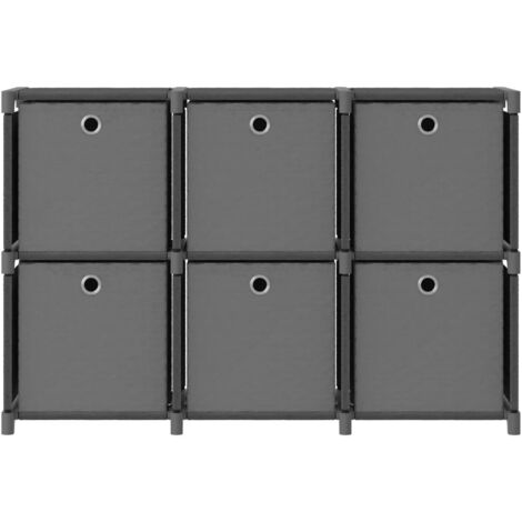 Étagère d'affichage 6 cubes et boîtes Gris 103x30x72,5 cm Tissu
