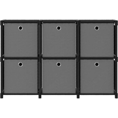 Étagère d'affichage 6 cubes et boîtes Noir 103x30x72,5 cm Tissu