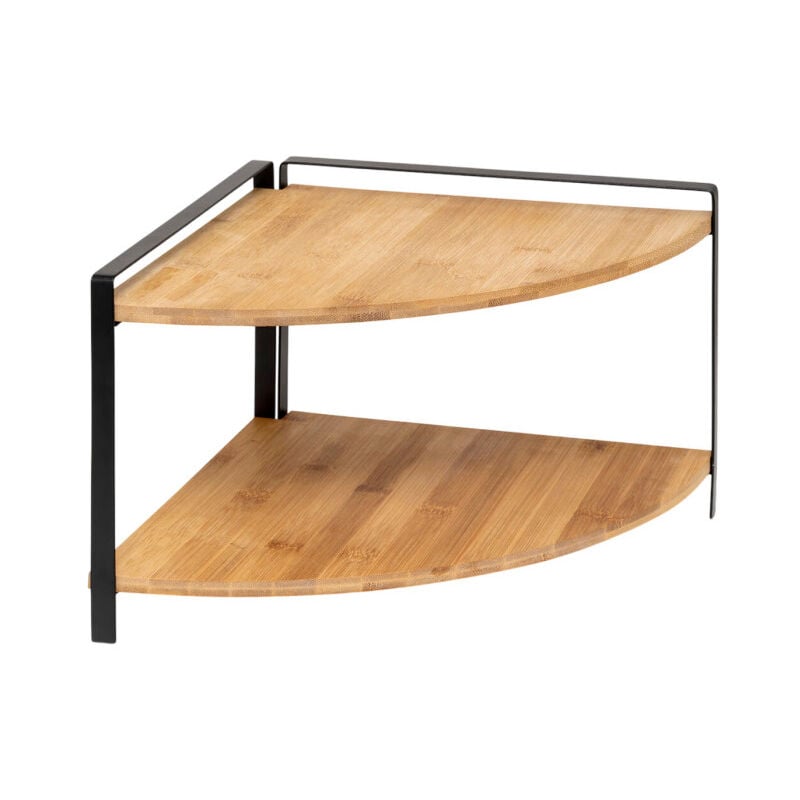 5five Simply Smart - tagère d'Angle 2 Niveaux en Bambou 'Ordera' 29cm Naturel & Noir
