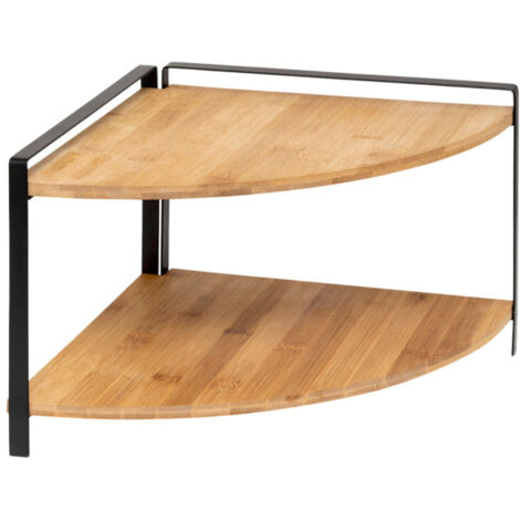 Étagère d'Angle 2 Niveaux en Bambou "Ordera" 29cm Naturel & Noir