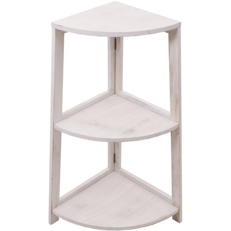 Étagère d'angle 3 niveaux 80x37x37 cm MDF blanc vieilli 040008636