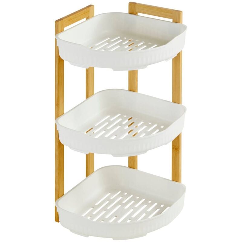 Tagère d angle naturéo 3 niveaux en bambou blanc 29x22cm - 5five