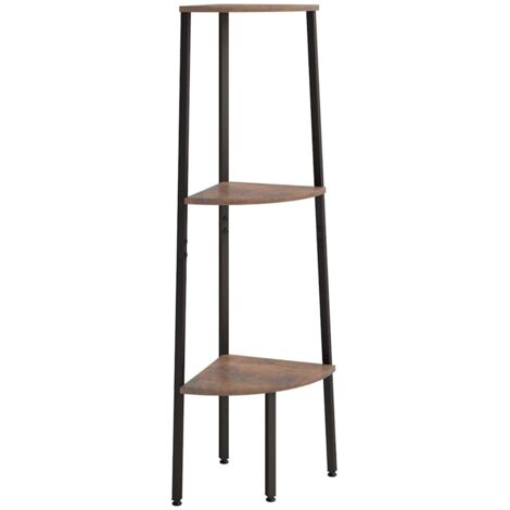Étagère d'angle 3 niveaux Marron foncé et noir 45,5x31,5x120 cm
