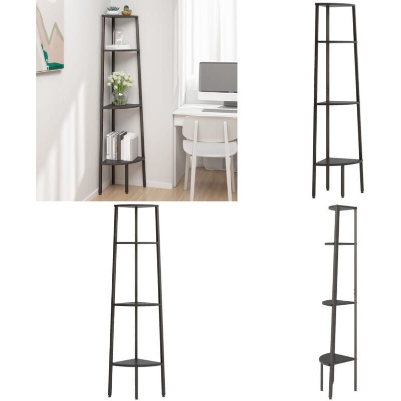 Tagère d'angle 4 niveaux Noir 45,5x31,5x150 cm - Bibliothèque D'angle - Étagère Murale - Rangement Mural - Meuble D'appoint - Décoration Intérieure
