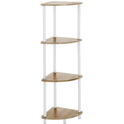 Étagère d'angle 4 plateaux en bois et métal blanc - 30x30x110cm