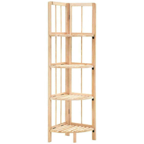 Etagère d'angle 4 tablettes cèdre massif clair Lenna
