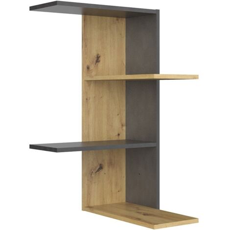 Etagère d'angle 44,5x44,5x77 cm chêne et anthracite