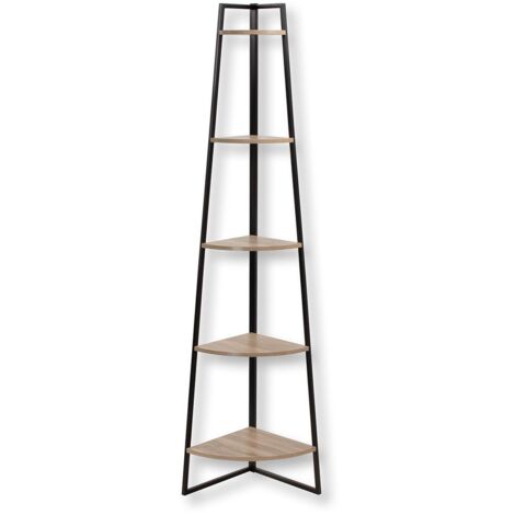 Étagère d'angle 5 étages Décor Bois H180 cm - Colorado - CaliCosy - Noir