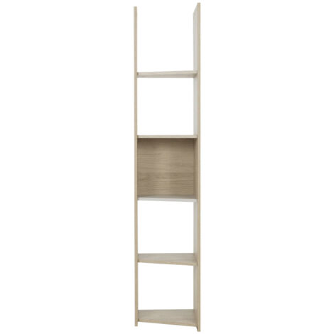 Etagère d'angle 5 niveaux h175 cm blanc et naturel - MODA