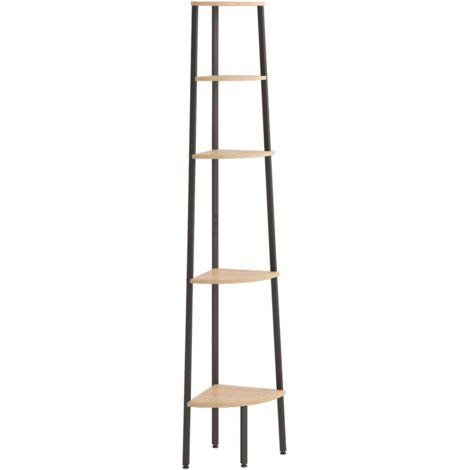 Étagère d'angle 5 niveaux Marron clair et noir 45,5x31,5x180 cm