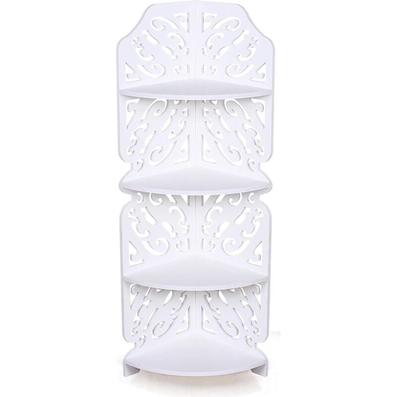 Tagère d'angle à 4 niveaux - Étagère de salle de bain - Étagère d'angle - Blanc - 19 x 19 x 80 cm
