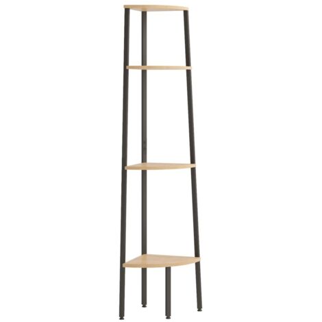 Étagère d'angle à 4 niveaux Marron clair et noir 45,5 x 31,5 x 150 cm