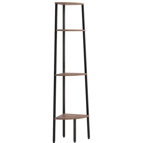 Étagère d'angle à 4 niveaux Marron foncé et noir 45,5 x 31,5 x 150 cm