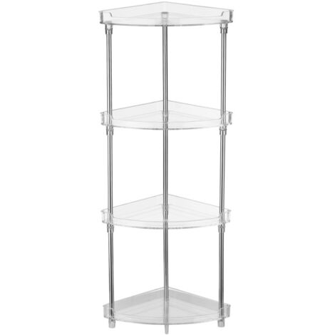 Étagère d'angle à 4 niveaux pour meuble-lavabo, 2 étagères transparentes, idéale pour ranger vos affaires sur le comptoir de votre salle de bain.