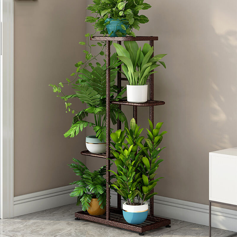 Tagère d'angle à 4 niveaux pour plantes d'intérieur,41x22x82cm,grande étagère d'angle en métal pour plantes, salon, jardin, balcon, chambre à coucher