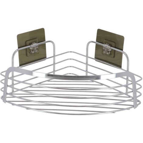 Etagere d'angle acier inoxydable sur cartes adhesives 3 m - chrome - Tendance