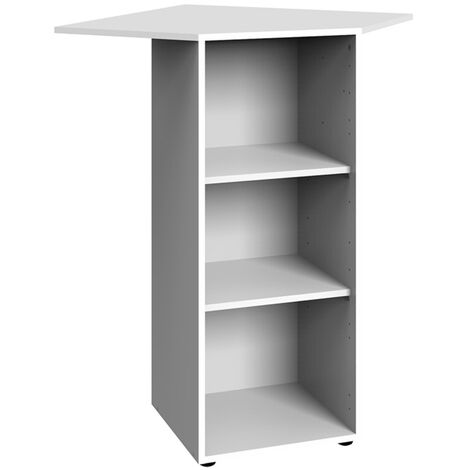 Étagère d‘angle avec 2 tablettes en mélamine coloris blanc - longueur 66 x hauteur 98 x profondeur 66 cm