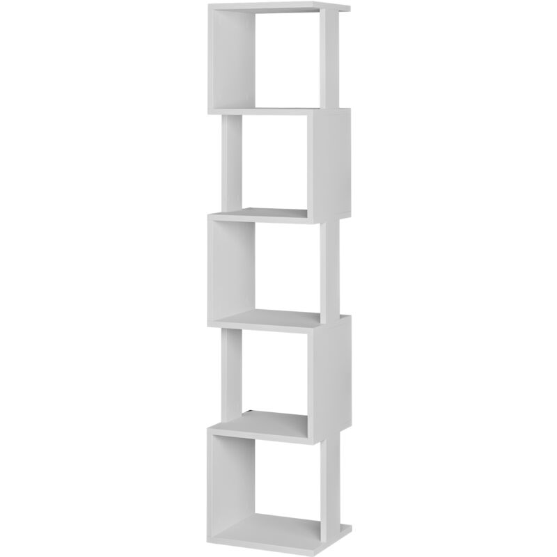 Fijalo - Etagère d'angle avec 5 espaces. Couleur Blanc. (Hauteur 161 cm/Largeur 35 cm/Profondeur 30 cm)