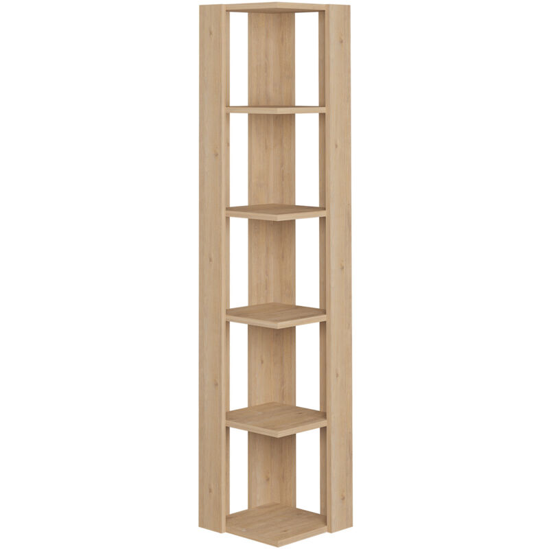 Etagère d'angle avec 5 espaces. Couleur Safir. (Hauteur 161 cm/Largeur 34 cm/Profondeur 34 cm)