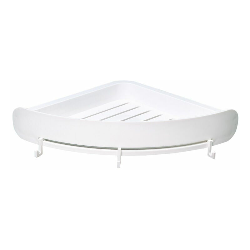 Ensoleille - tagère d'angle blanche pour la cuisine ou la salle de bain - Sans perçage au mur - Avec trois crochets pour boules de bain ou autres