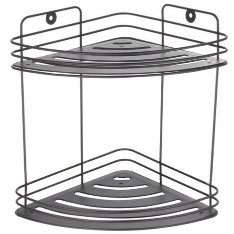 Etagère d'angle de douche 2 niveaux à fixer KERY Acier Noir mat MSV