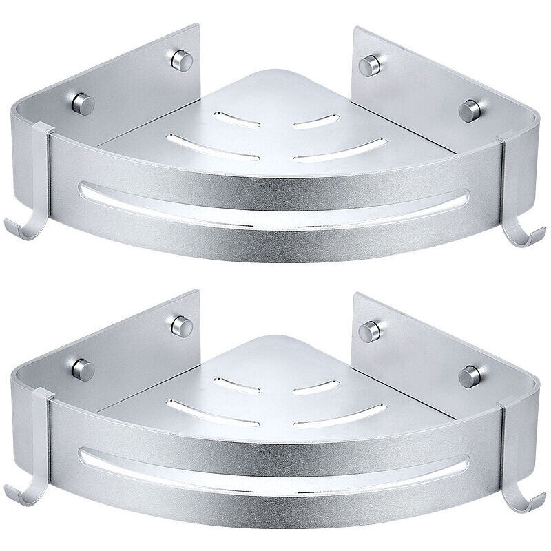 Étagère d'angle de douche 2 pièces, étagère de salle de bain sans perçage, panier de douche, organisateur de shampoing en aluminium pour montage