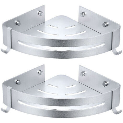 Étagère d'angle de douche 2 pièces, étagère de salle de bain sans perçage, panier de douche, organisateur de shampoing en aluminium pour montage mural (triangle)