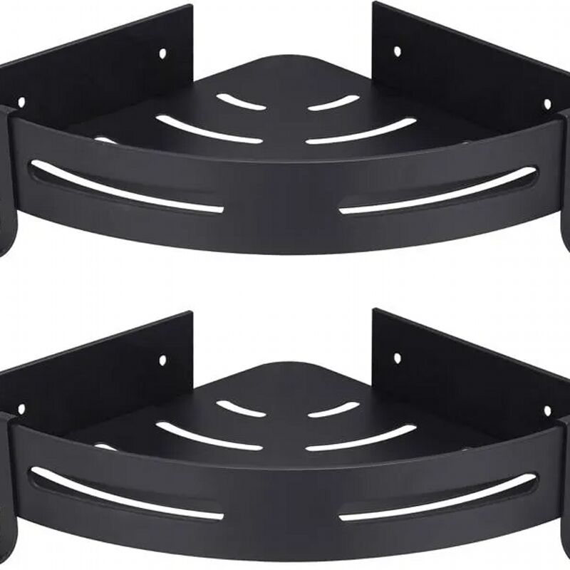 Étagère d'angle de douche noire, sans perçage, rangement de salle de bain, accessoires de salle de bain - 2 pièces