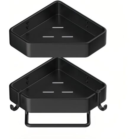 Étagère d'angle de douche, support de rangement pour salle de bain, convient pour salle de bain compacte, double couche, noir