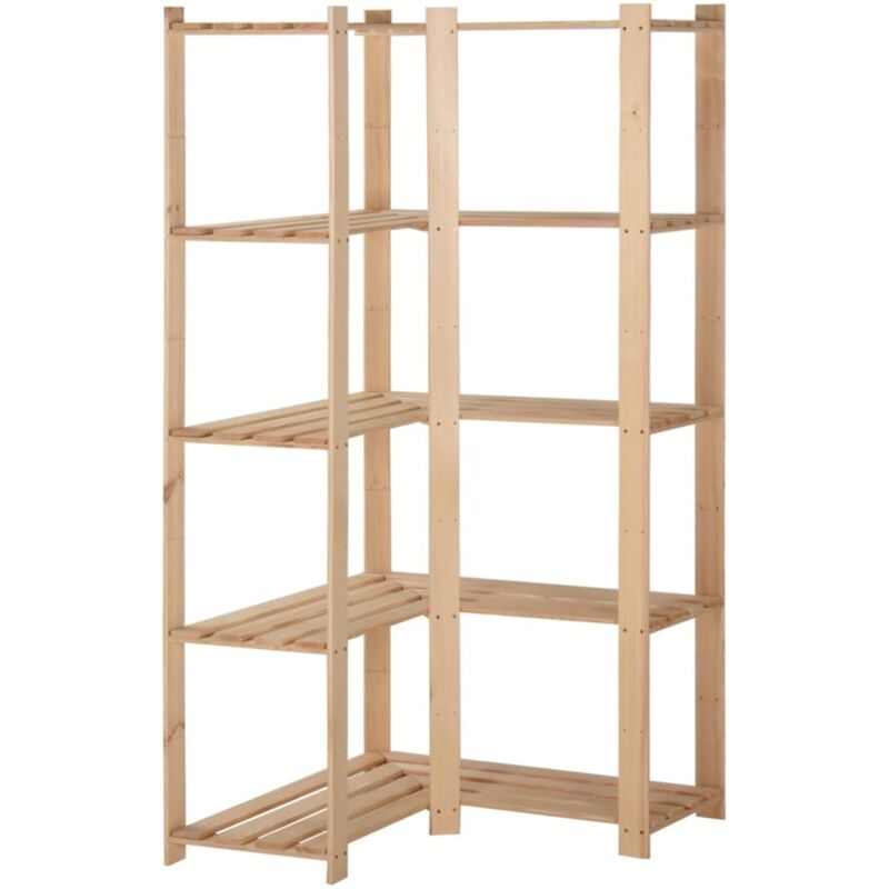 Tagère d'angle de rangement 5 niveaux 82,5x82,5x170 cm Pin Vidaxl