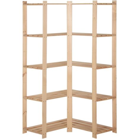 Étagère d'angle de rangement 5 niveaux organisateur de stockage étagère d'entrepôt cuisine salon sous-sol intérieur 170 cm pin