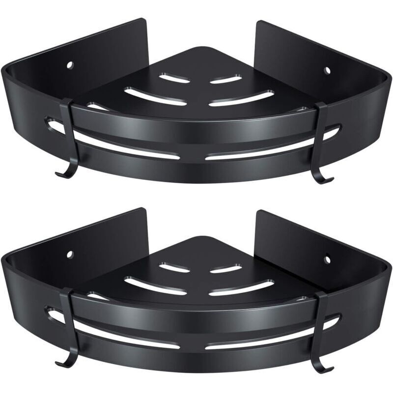Etagère d'angle de Salle de Bain, Etagère de Douche sans Perçage Aluminium Adhésifs Panier de Rangement Douche pour Shampoing Savon Serviette, avec