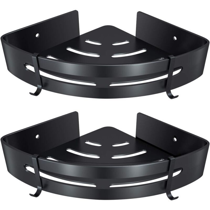 Etagère d'angle de Salle de Bain, Etagère de Douche sans Perçage Aluminium Adhésifs Panier de Rangement Douche pour Shampoing Savon Serviette, avec