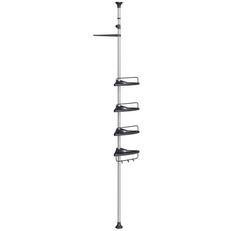 Étagère d'angle de salle de bain réglable en hauteur, panier de douche, organisateur de douche, poteau de 95-300 cm de hauteur en acier inoxydable,