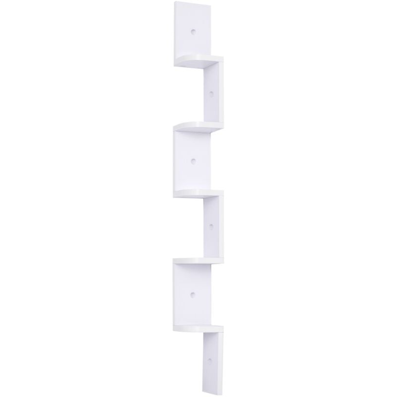 Homcom - tagère d'angle design contemporain zig zag 5 niveaux 12L × 12l × 120H cm blanche