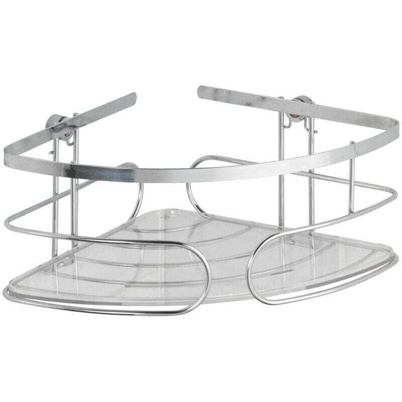 Etagère d'angle douche murale, étagère angle salle de bain, Premium, Acier Inox, 26,5x10x19 cm, Brillant