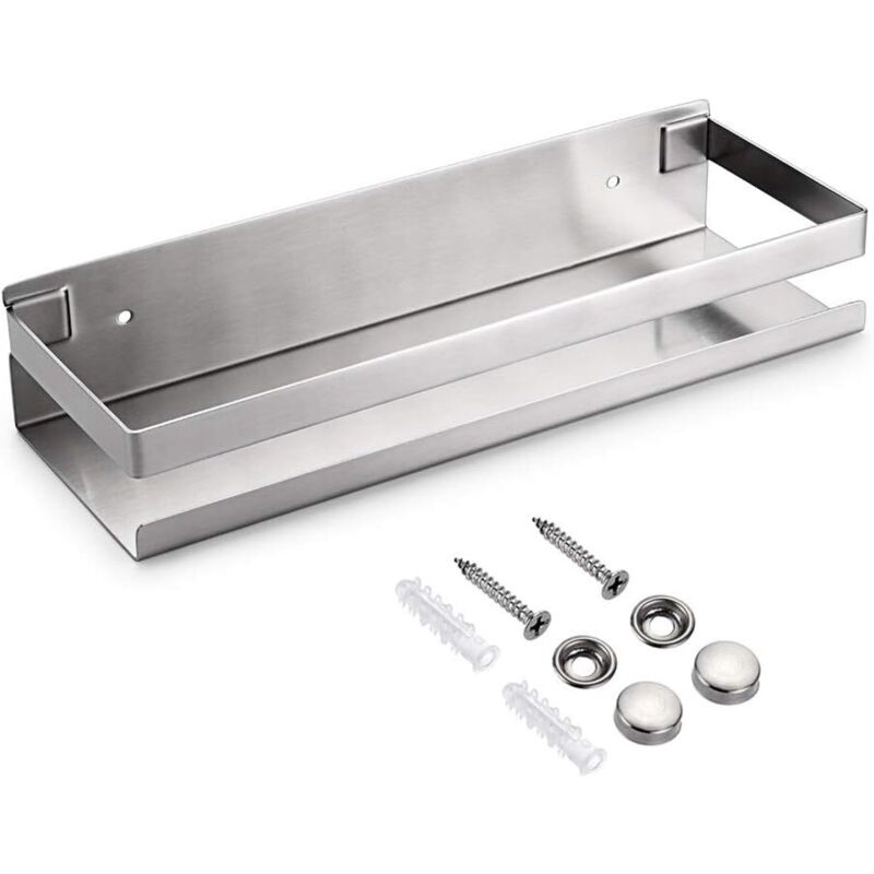 Étagère d'angle en Acier Inoxydable pour Accessoires de bain, étagère Murale pour Cuisine, Salle de bain, Salon, Hôtel (30 cm, Argent)