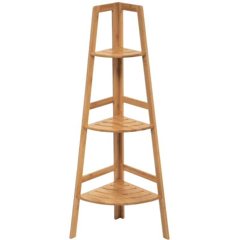 7h Seven House - Etagère d'angle en bambou à 3 niveaux 103x31.9x31.9x31.9cm 7house