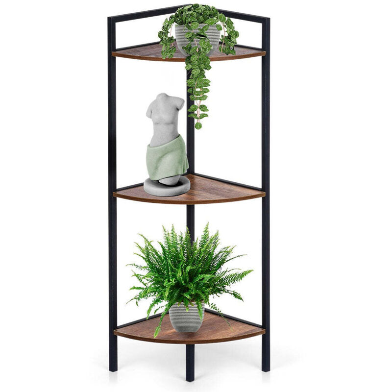Étagère d'angle en métal noir 23,5x23,5x76 cm