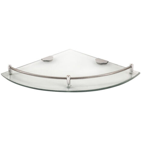 Étagère d'angle en verre avec fixation chromée