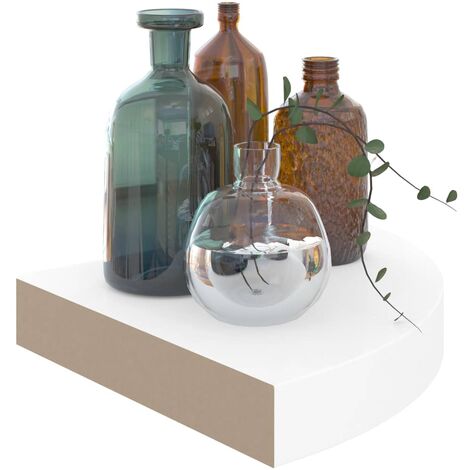 Étagère d'angle flottante Blanc brillant 25x25x3,8 MDF